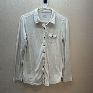 J. Jill Petite S Gray Easy Layering Shirt top long sleeve cotton modal Button Up